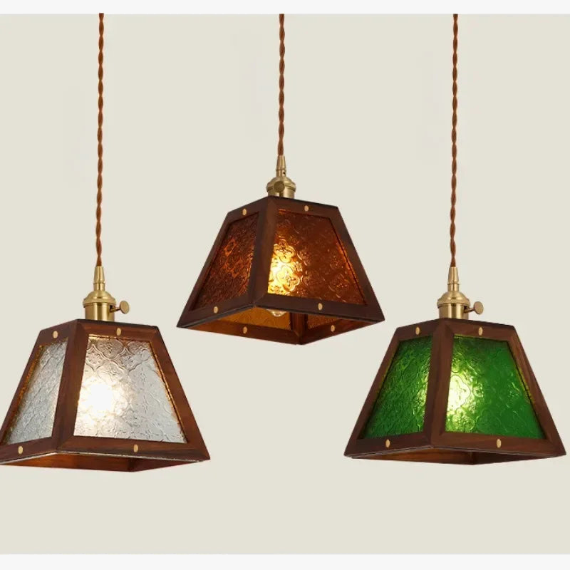 suspension vintage haitang en bois massif et verre shanghai