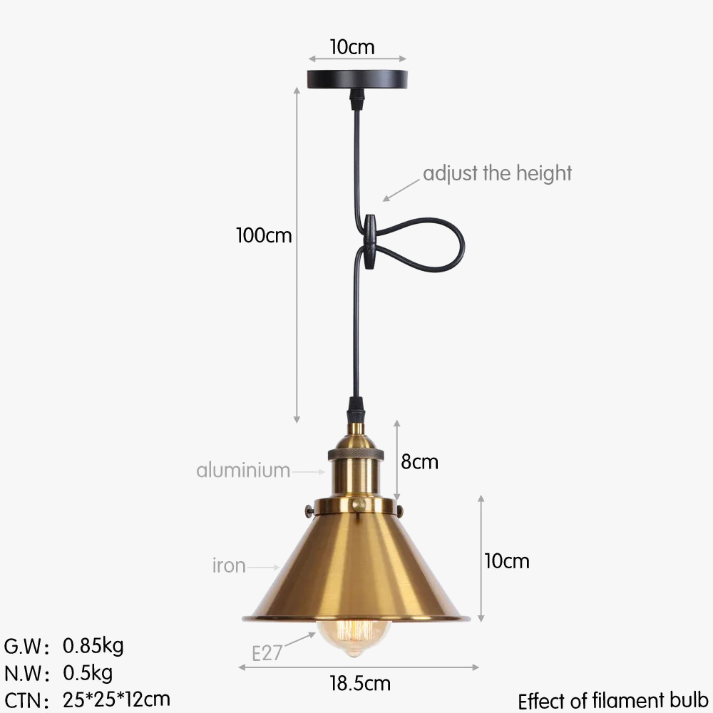 suspension vintage industrielle avec abat-jour en fer