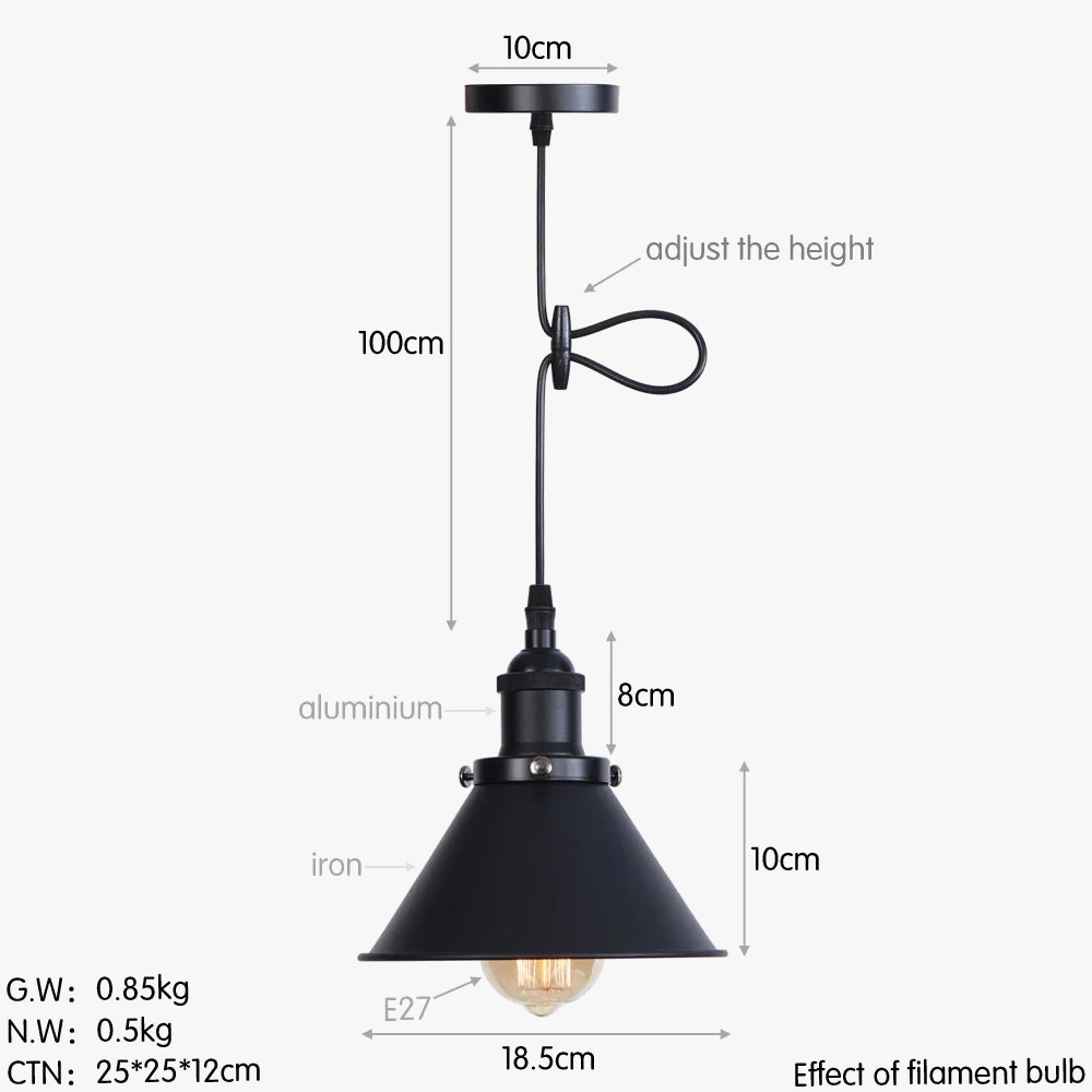 suspension vintage industrielle avec abat-jour en fer
