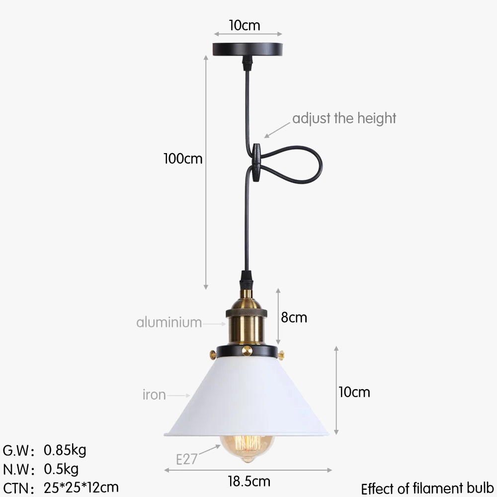 suspension vintage industrielle avec abat-jour en fer