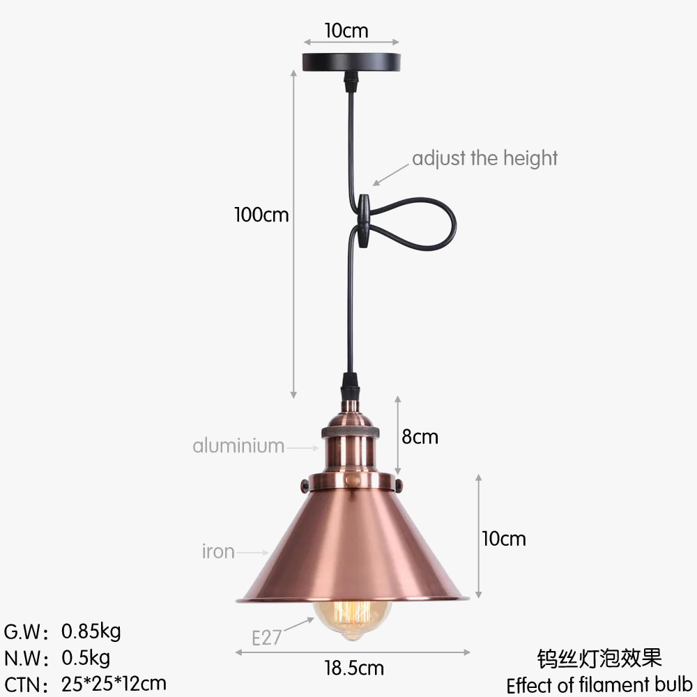 suspension vintage industrielle avec abat-jour en fer