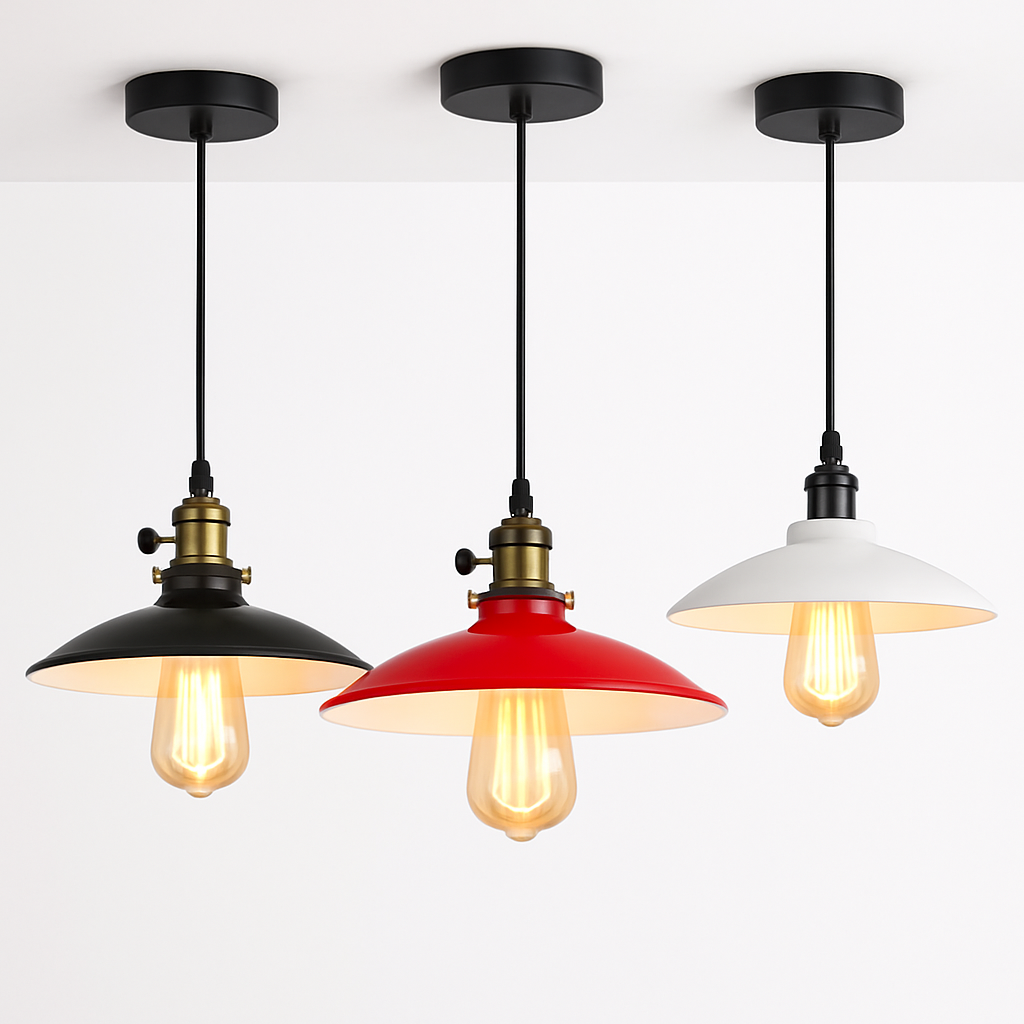 Suspension vintage à LED style rétro en métal