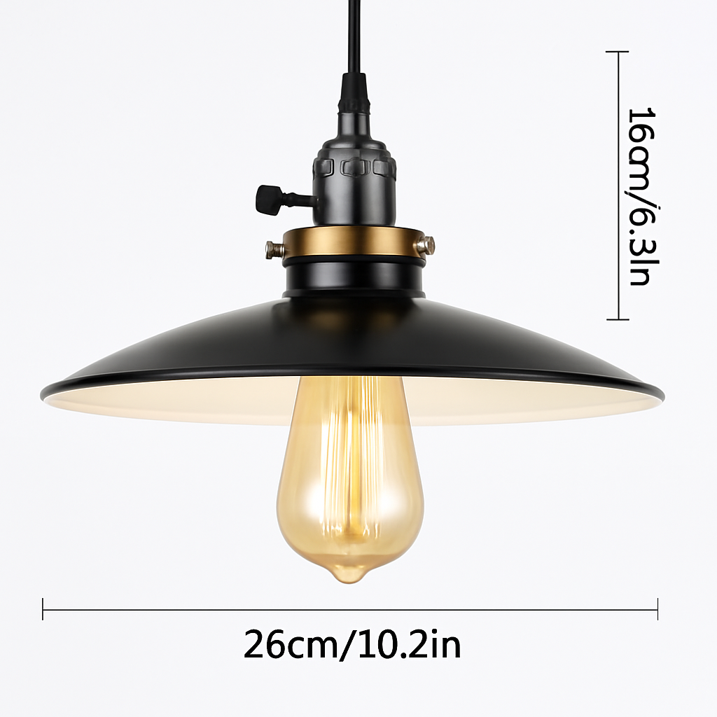 Suspension vintage à LED style rétro en métal