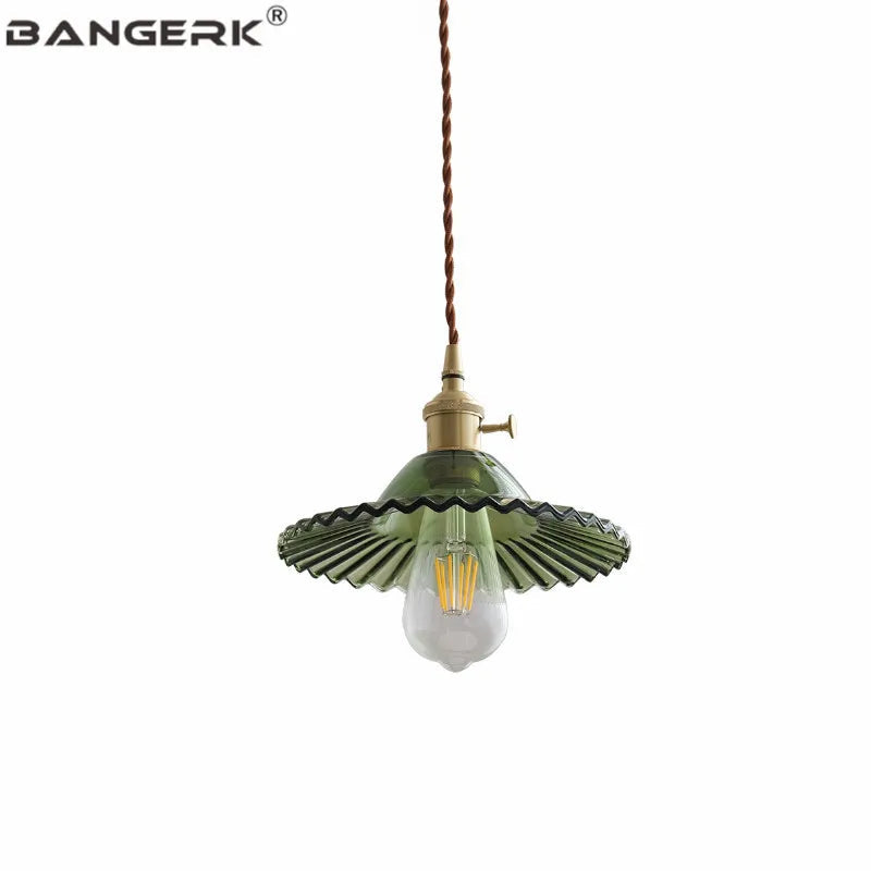 suspension vintage nordique en verre et laiton