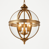 Suspension Vintage Plafonnier Fer Forgé Verre Américain