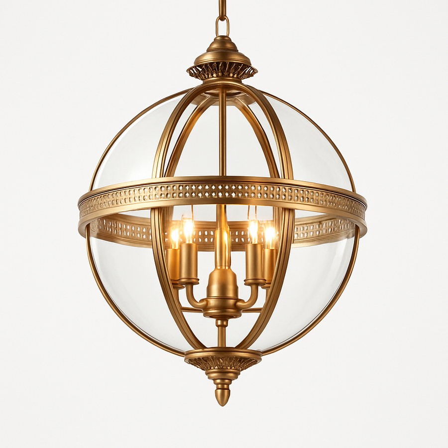 Suspension Vintage Plafonnier Fer Forgé Verre Américain