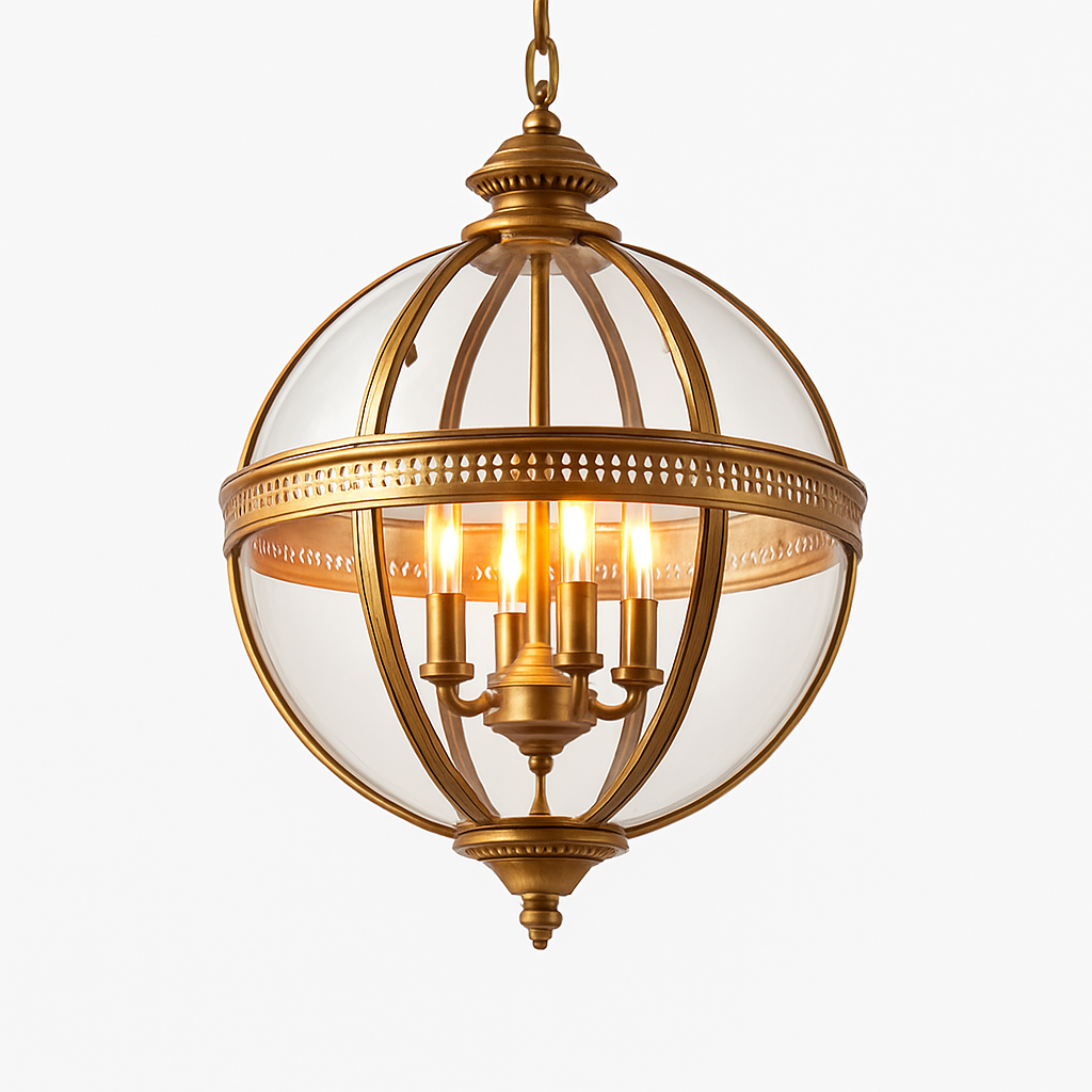 Suspension Vintage Plafonnier Fer Forgé Verre Américain