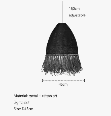 suspension wabi sabi rétro en rotin faite à la main