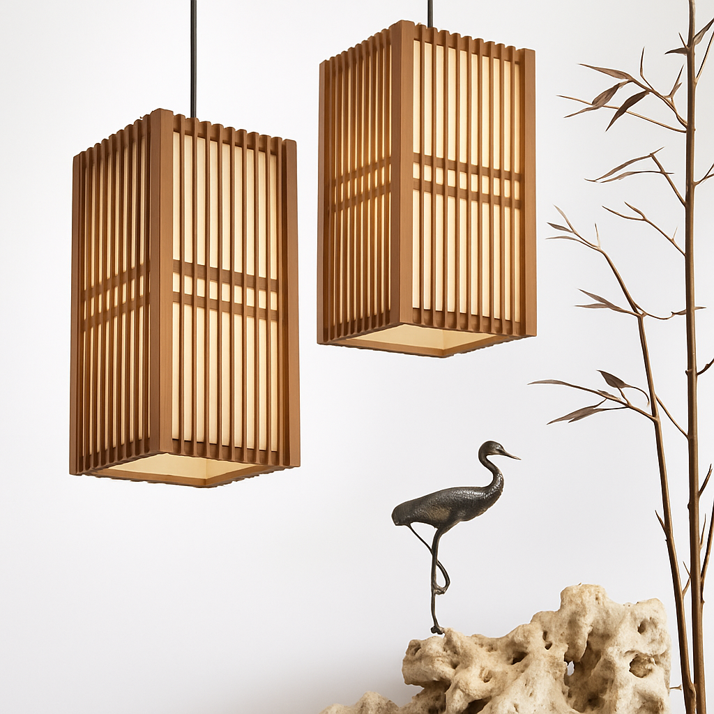 suspension zen bois vintage japonais
