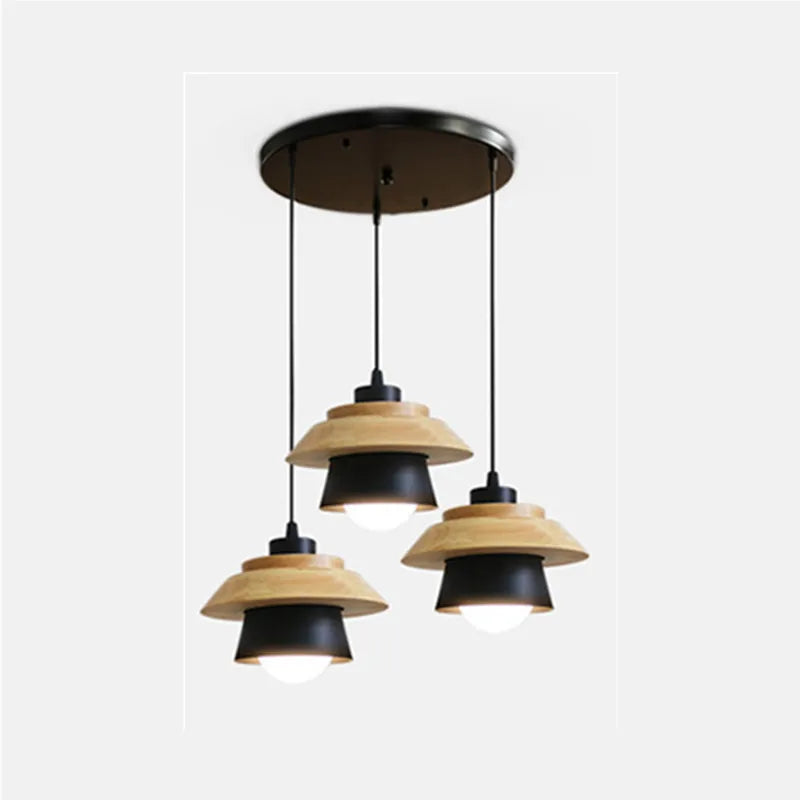 Sweet Home Macaron couleur LED fer bois Suspension Luminaire Lustre suspendu lumières intérieur Lustre lampes plafond décoration