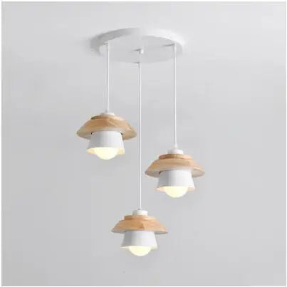 Sweet Home Macaron couleur LED fer bois Suspension Luminaire Lustre suspendu lumières intérieur Lustre lampes plafond décoration