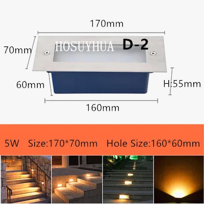 Étanche IP65 3W 5W Led lampe souterraine encastré escalier sol Spot lumière sol jardin paysage mur éclairage extérieur 85 ~ 265V