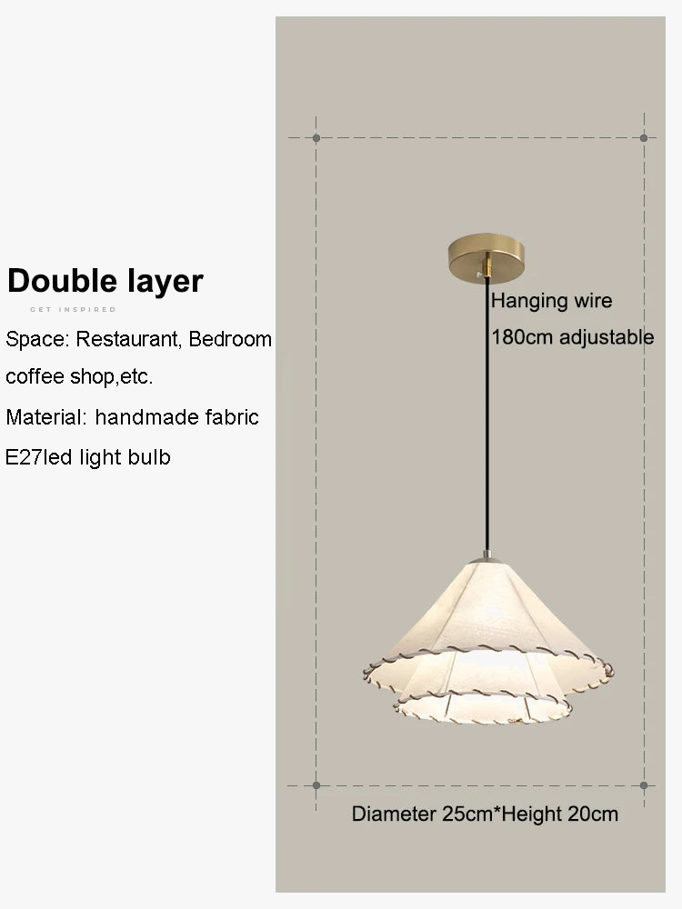 Tissu nordique suspension LED lumière Restaurant chambre salle à manger décoration de la maison Lustre créatif coton lin chapeau Lustre lampe