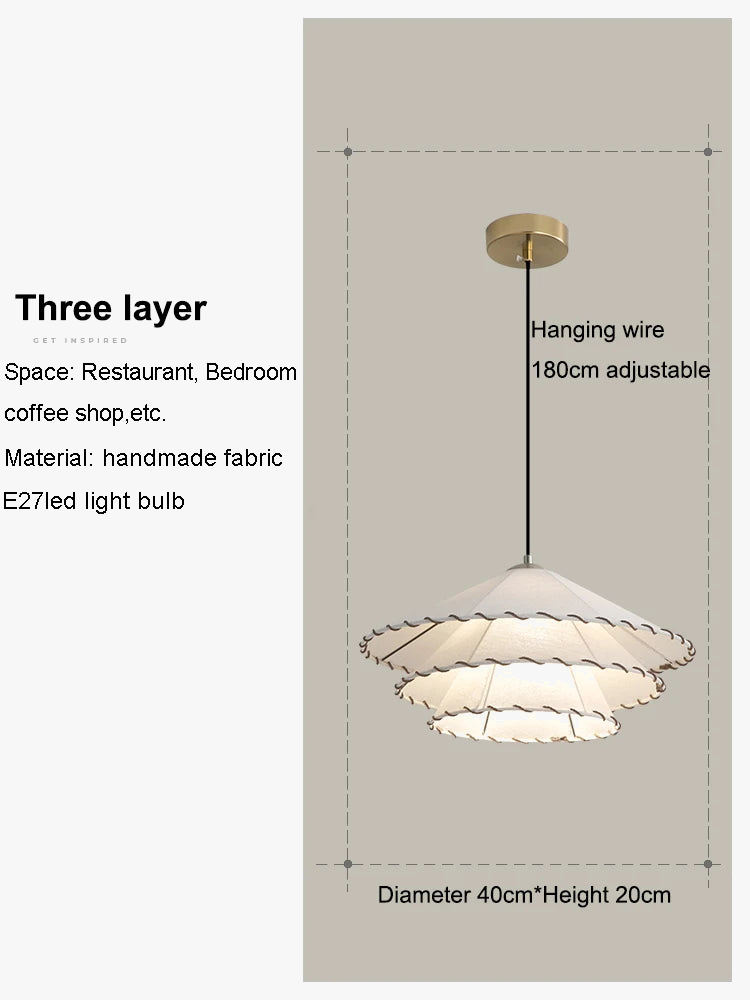 Tissu nordique suspension LED lumière Restaurant chambre salle à manger décoration de la maison Lustre créatif coton lin chapeau Lustre lampe