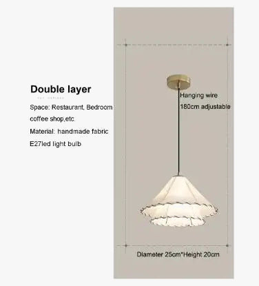 suspension Tissu nordique LED lumière Wabi Sabi pour salon décoration de la maison chambre créative coton lin chapeau