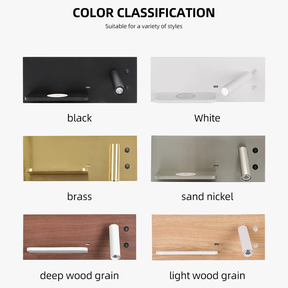 Tokili Applique murale LED avec chargeur USB et sans fil