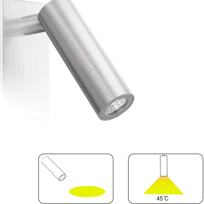 Tokili Lampe de lecture murale Tête de lit Lampe de chevet avec interrupteur rotatif Gradateur Projecteur réglable Applique en nickel noir Marque LED4