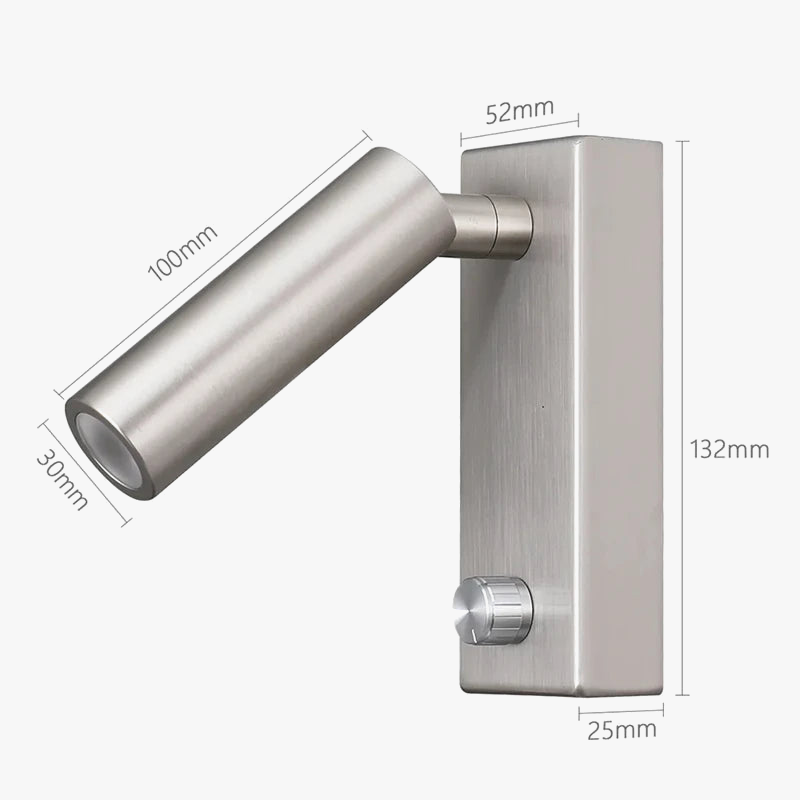 Tokili Lampe de lecture murale Tête de lit Lampe de chevet avec interrupteur rotatif Gradateur Projecteur réglable Applique en nickel noir Marque LED4