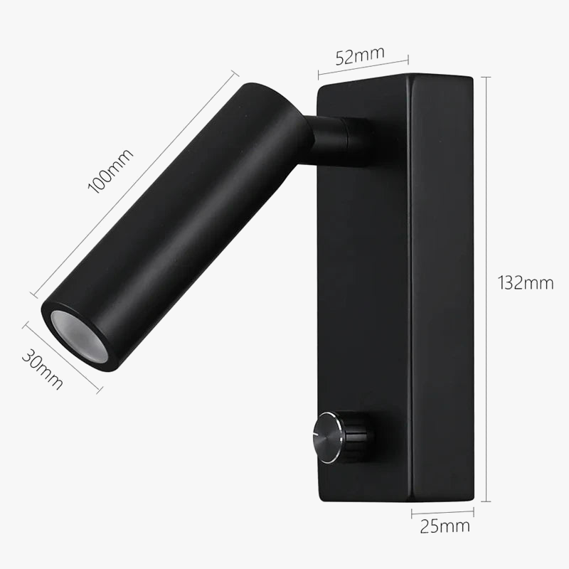 Tokili Lampe de lecture murale Tête de lit Lampe de chevet avec interrupteur rotatif Gradateur Projecteur réglable Applique en nickel noir Marque LED4