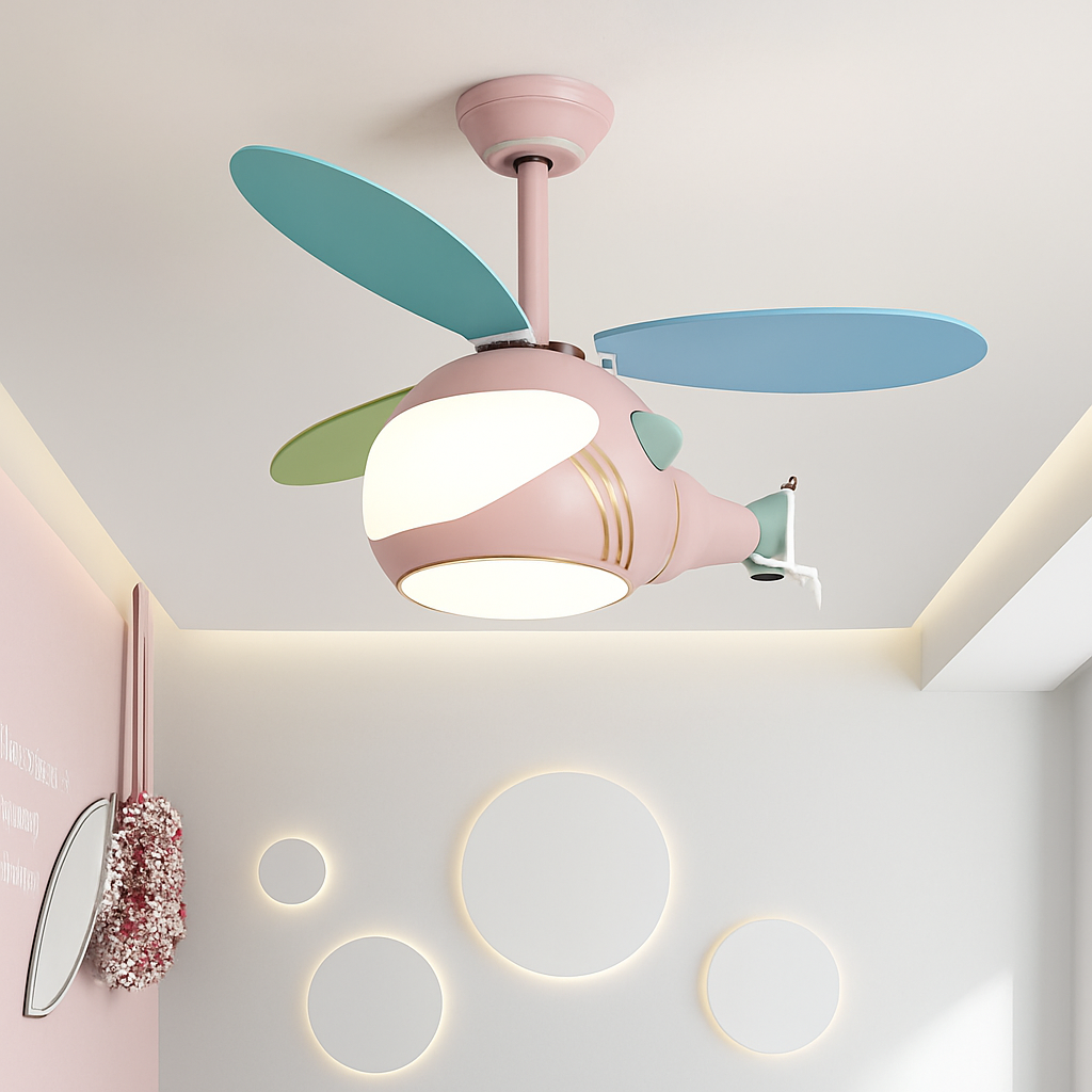 ventilateur créatif hélicoptère pour chambre d'enfant décorative