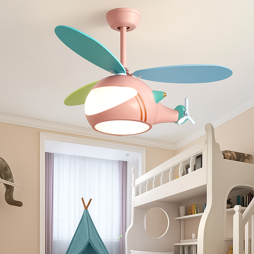 ventilateur créatif hélicoptère pour chambre d'enfant décorative