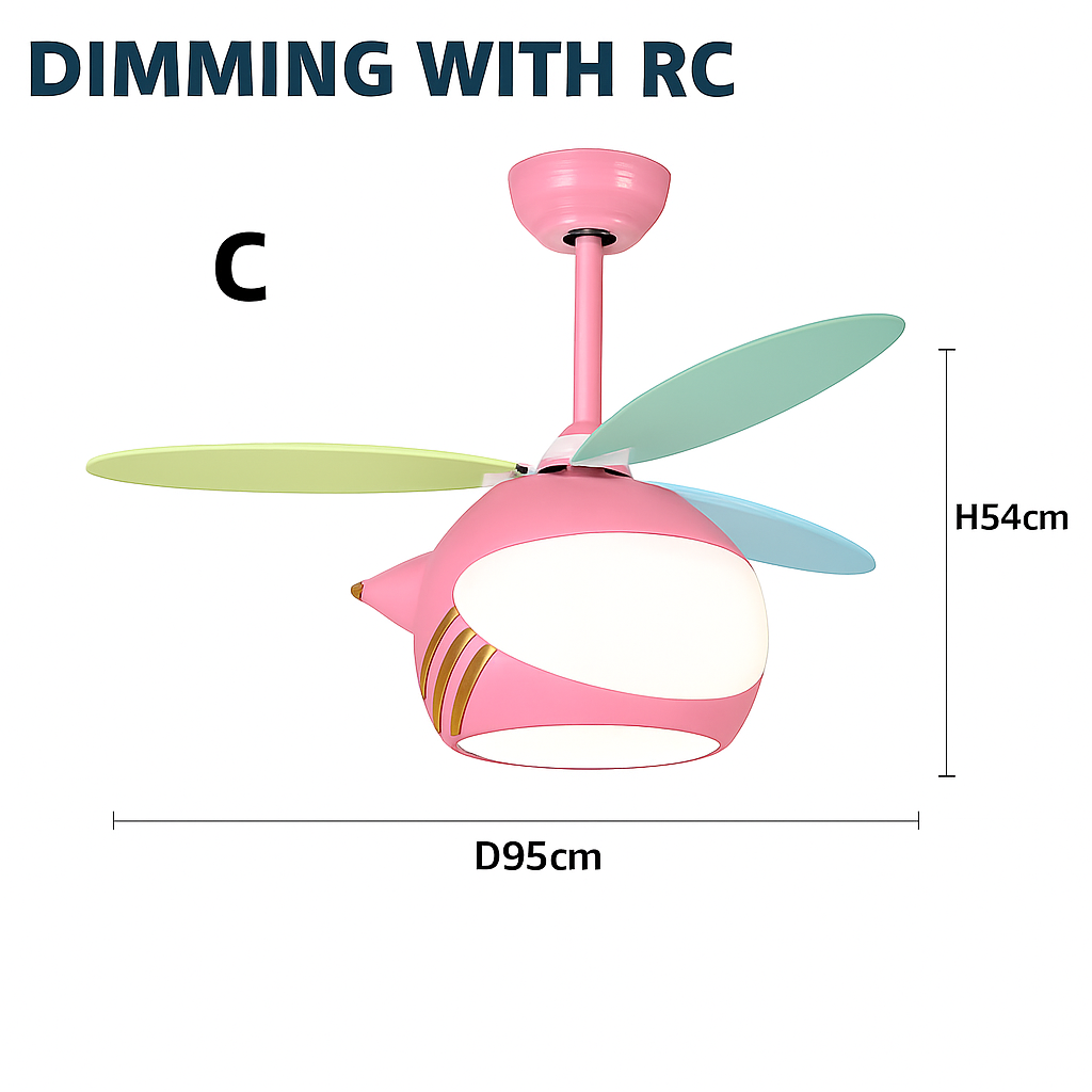 ventilateur créatif hélicoptère pour chambre d'enfant décorative
