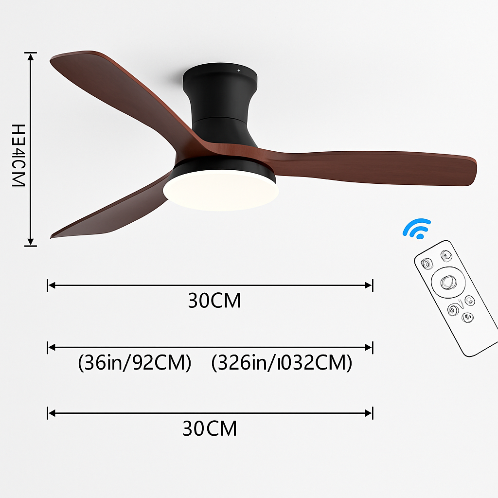 ventilateur de plafond américain léger avec lumière et contrôle électrique
