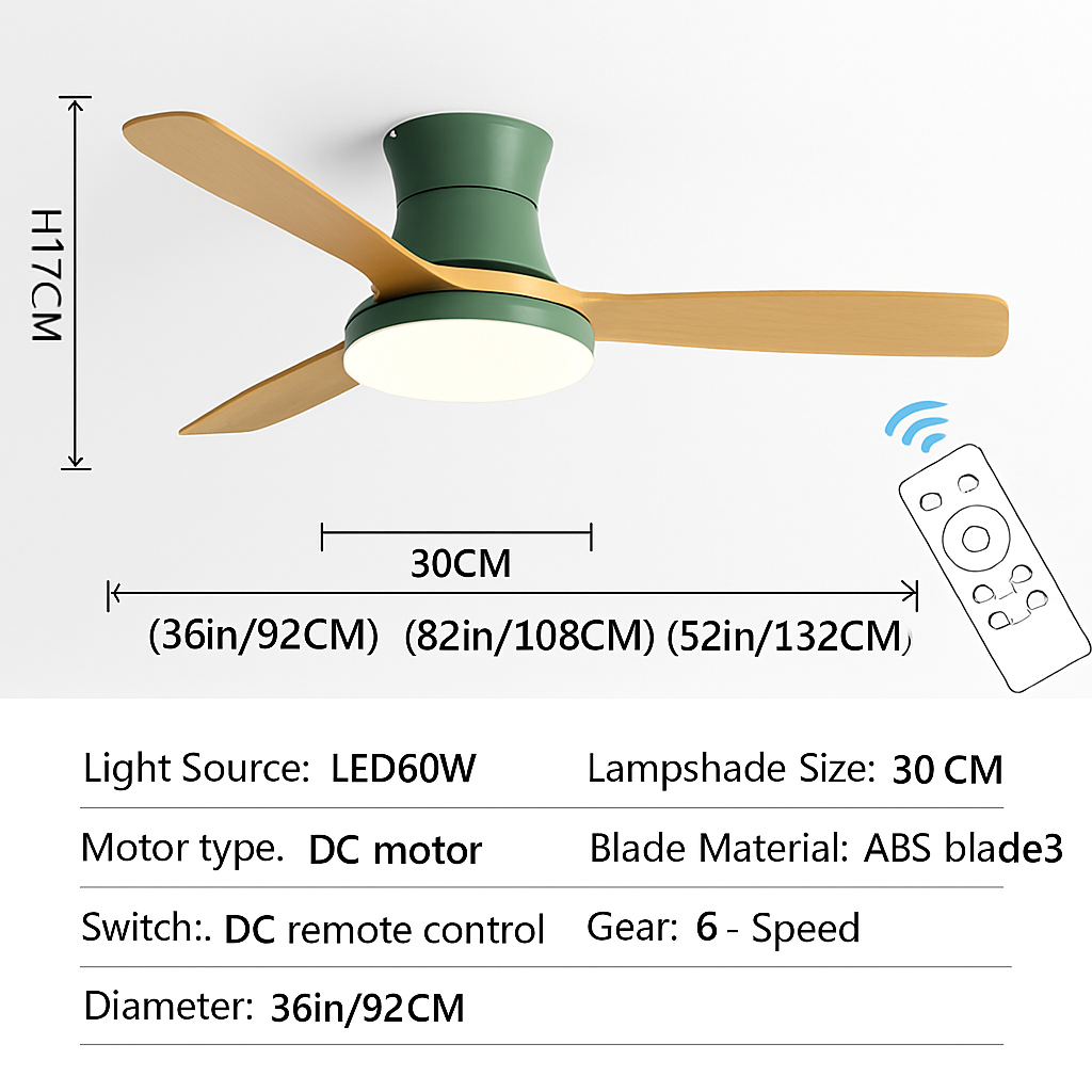 ventilateur de plafond américain léger avec lumière et contrôle électrique