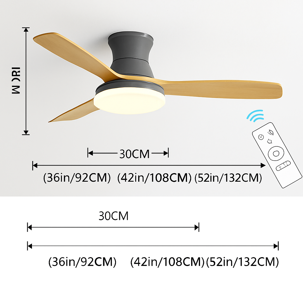 ventilateur de plafond américain léger avec lumière et contrôle électrique