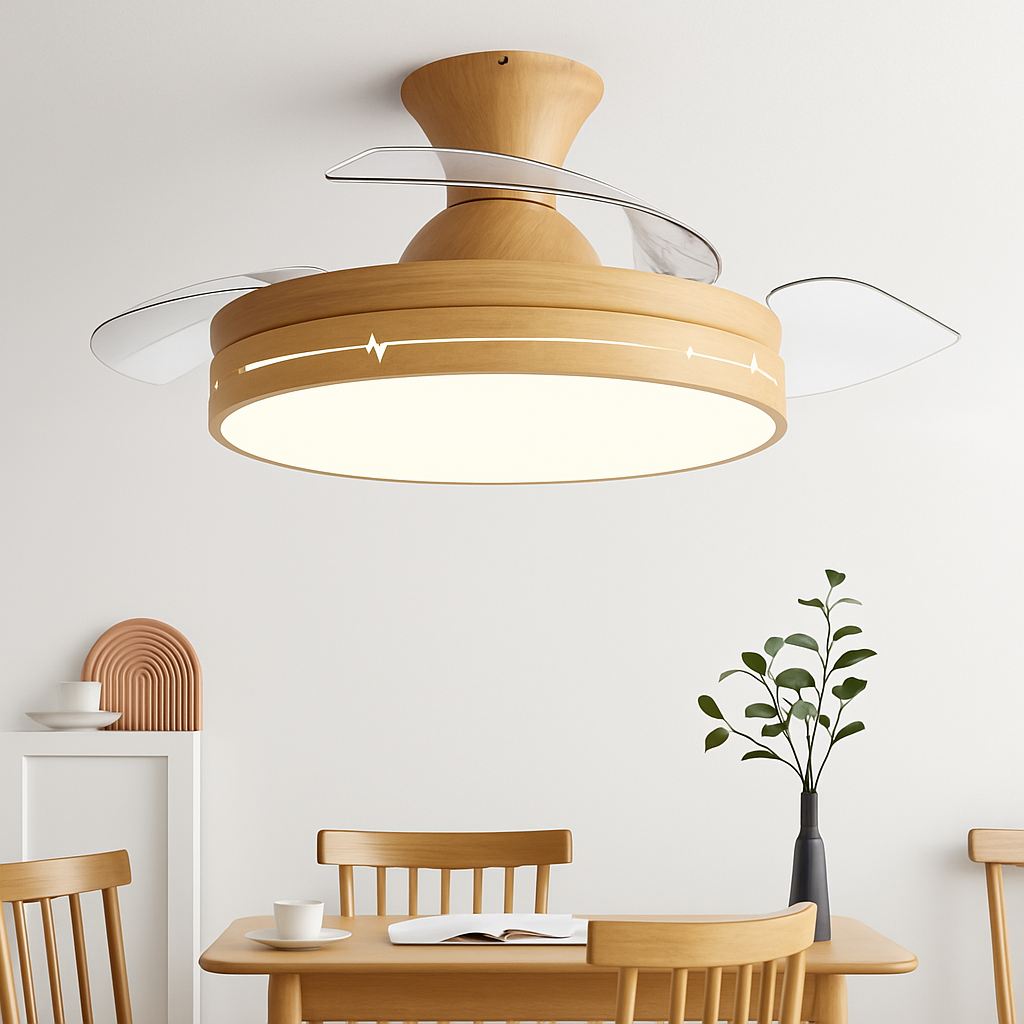 ventilateur de plafond avec lumière et contrôle caché moteur dc