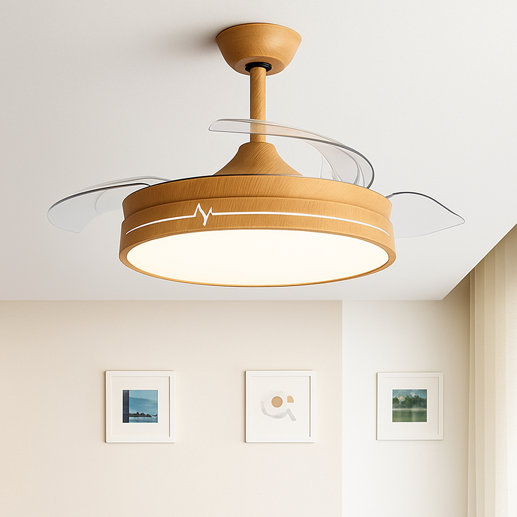 ventilateur de plafond avec lumière et contrôle caché moteur dc