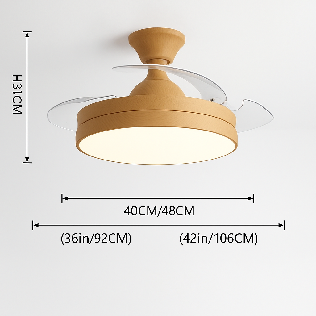 ventilateur de plafond avec lumière et contrôle caché moteur dc