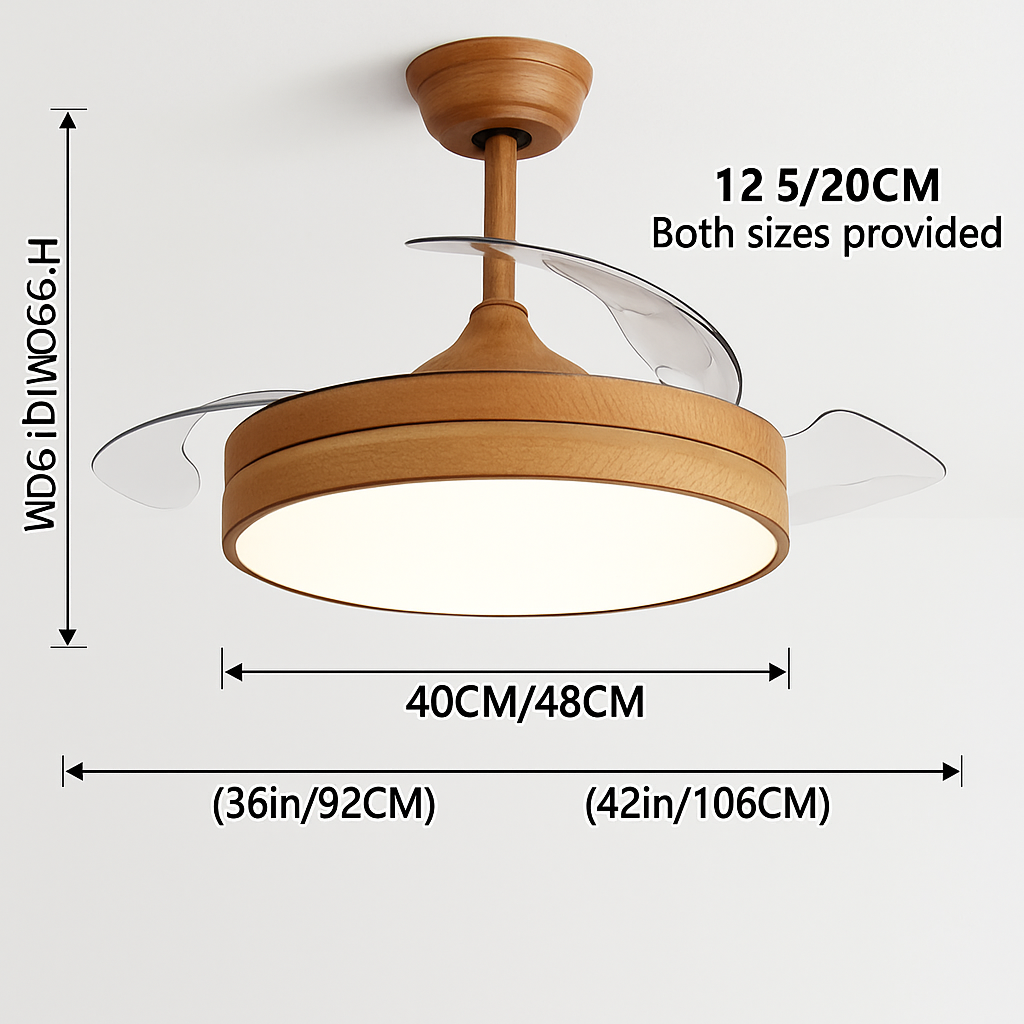 ventilateur de plafond avec lumière et contrôle caché moteur dc