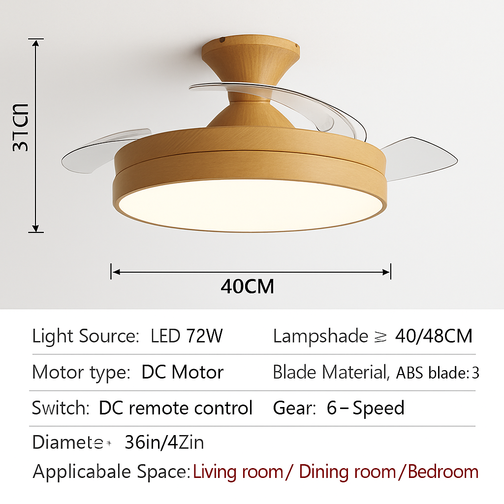 ventilateur de plafond avec lumière et contrôle silencieux