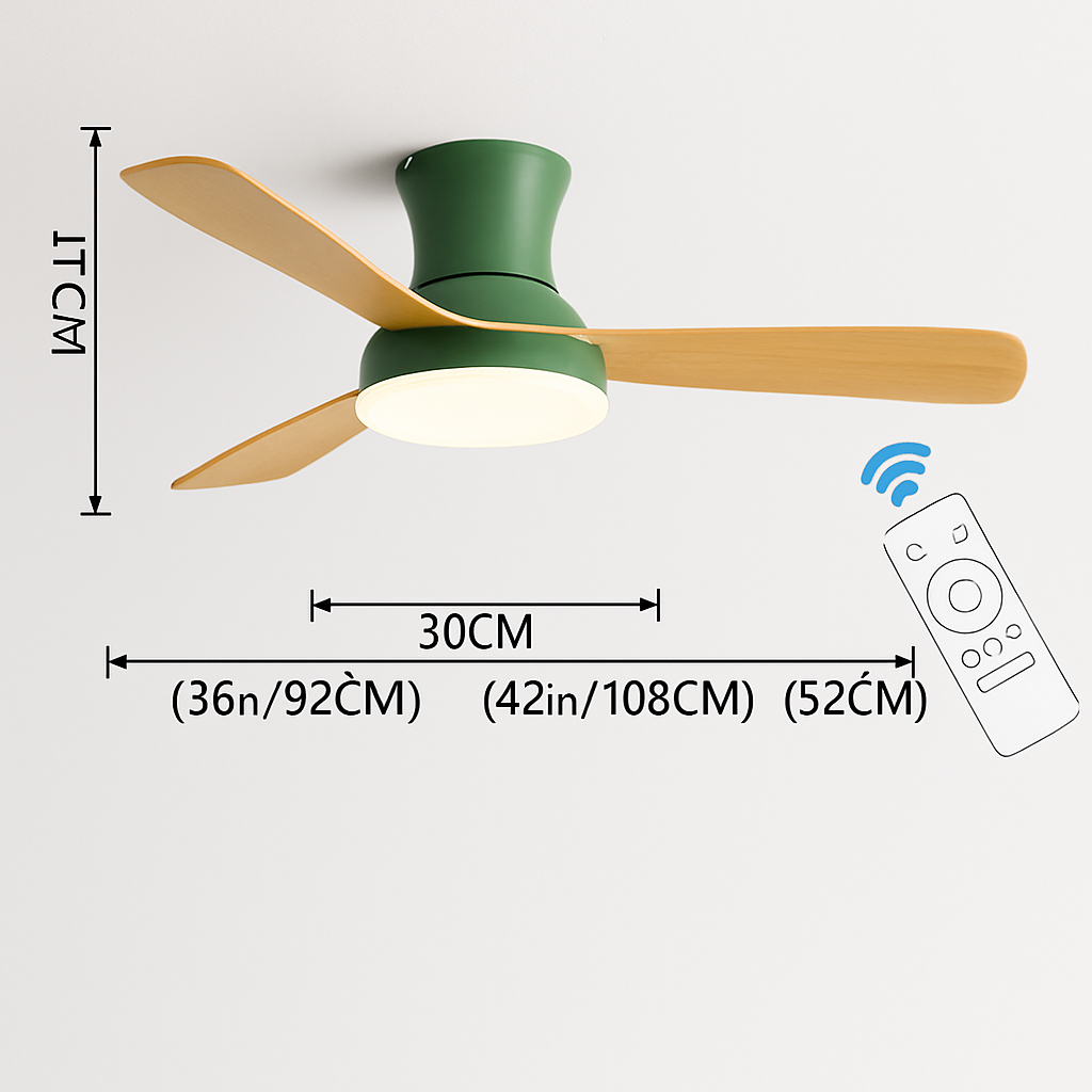 ventilateur de plafond bas avec lumière led et contrôle électrique