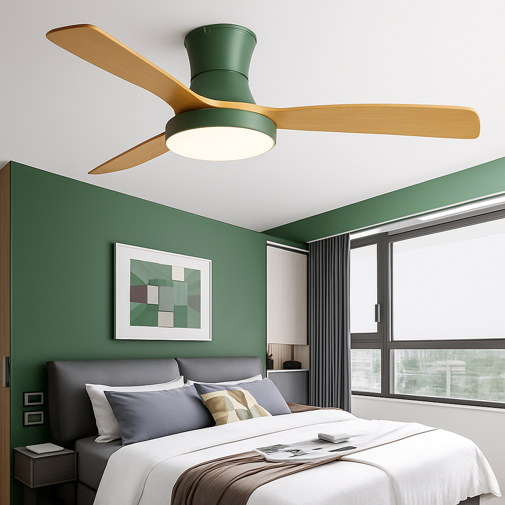 ventilateur de plafond bas avec lumière led et contrôle électrique