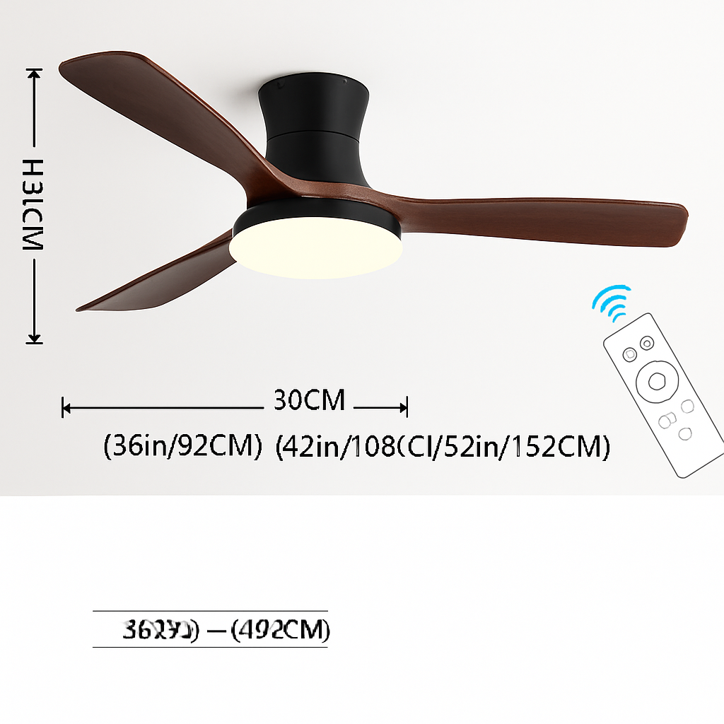 ventilateur de plafond bas avec lumière led et contrôle électrique
