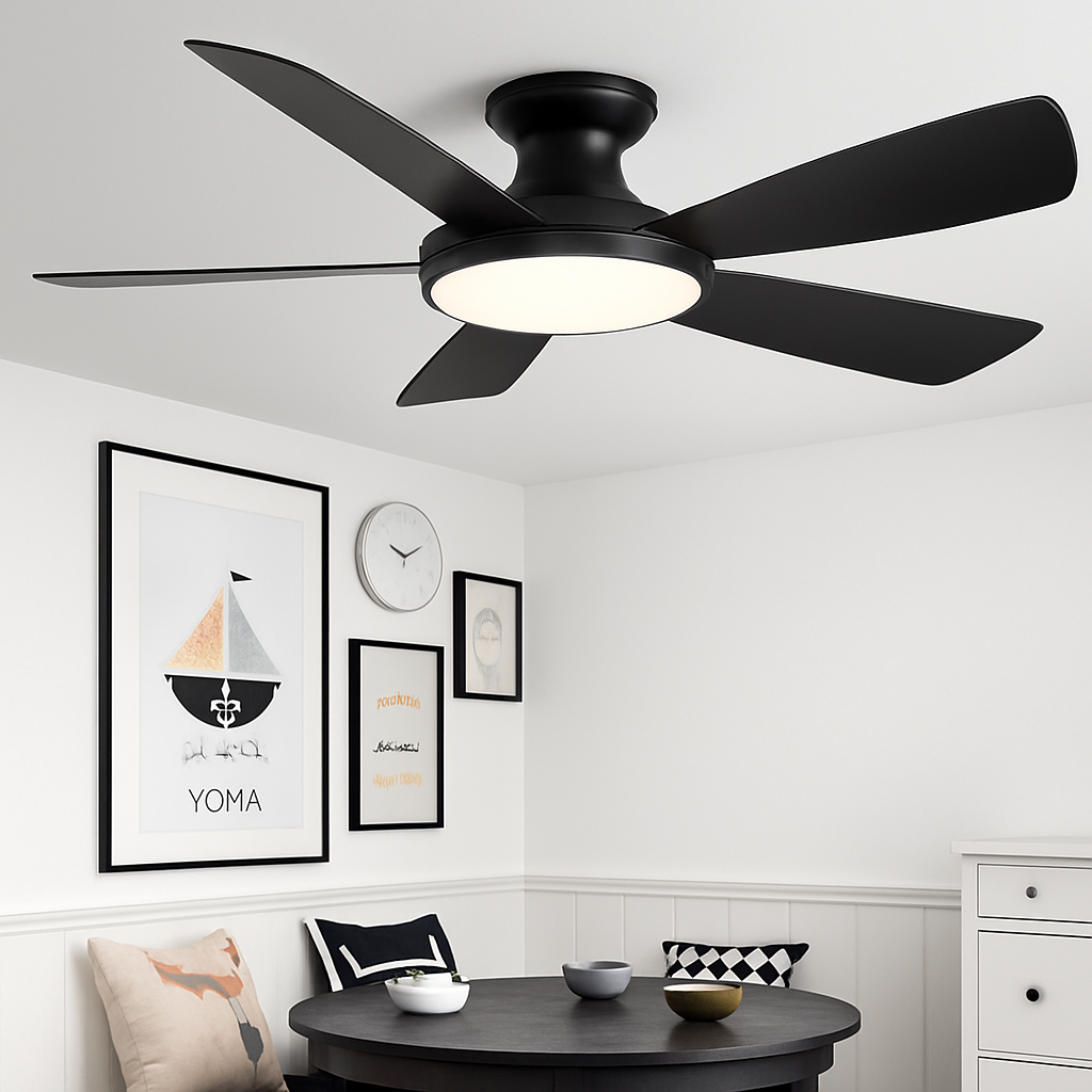 ventilateur de plafond bas moderne avec lumière led et télécommande dc