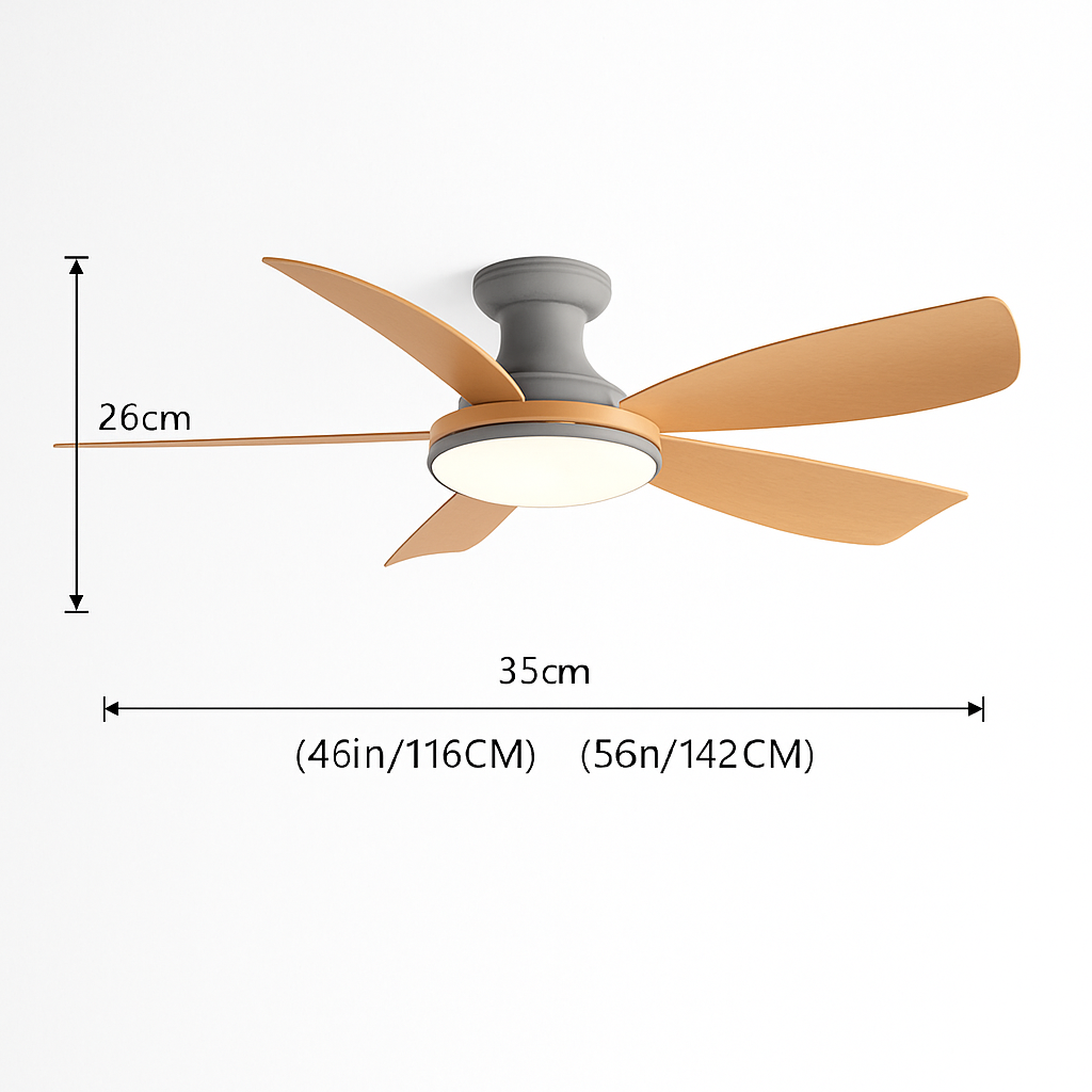ventilateur de plafond bas moderne avec lumière led et télécommande dc