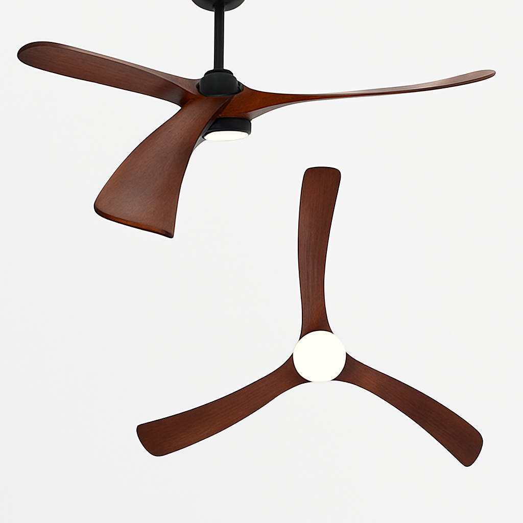 ventilateur de plafond bois naturel de luxe avec led réversible été hiver