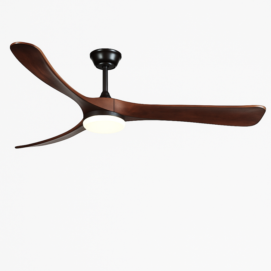 ventilateur de plafond bois naturel de luxe avec led réversible été hiver