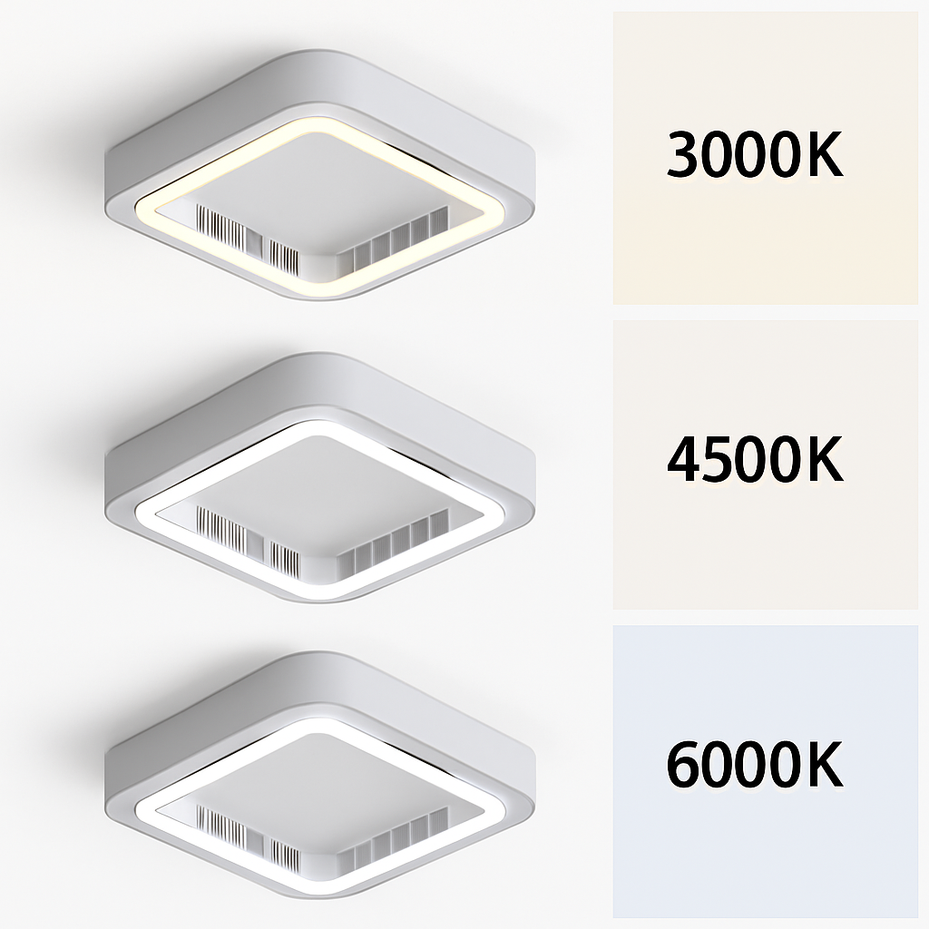 Ventilateur de plafond carré blanc avec application intelligente