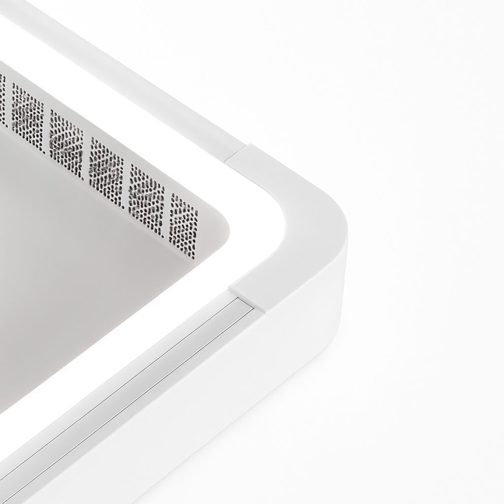 Ventilateur de plafond carré blanc avec application intelligente