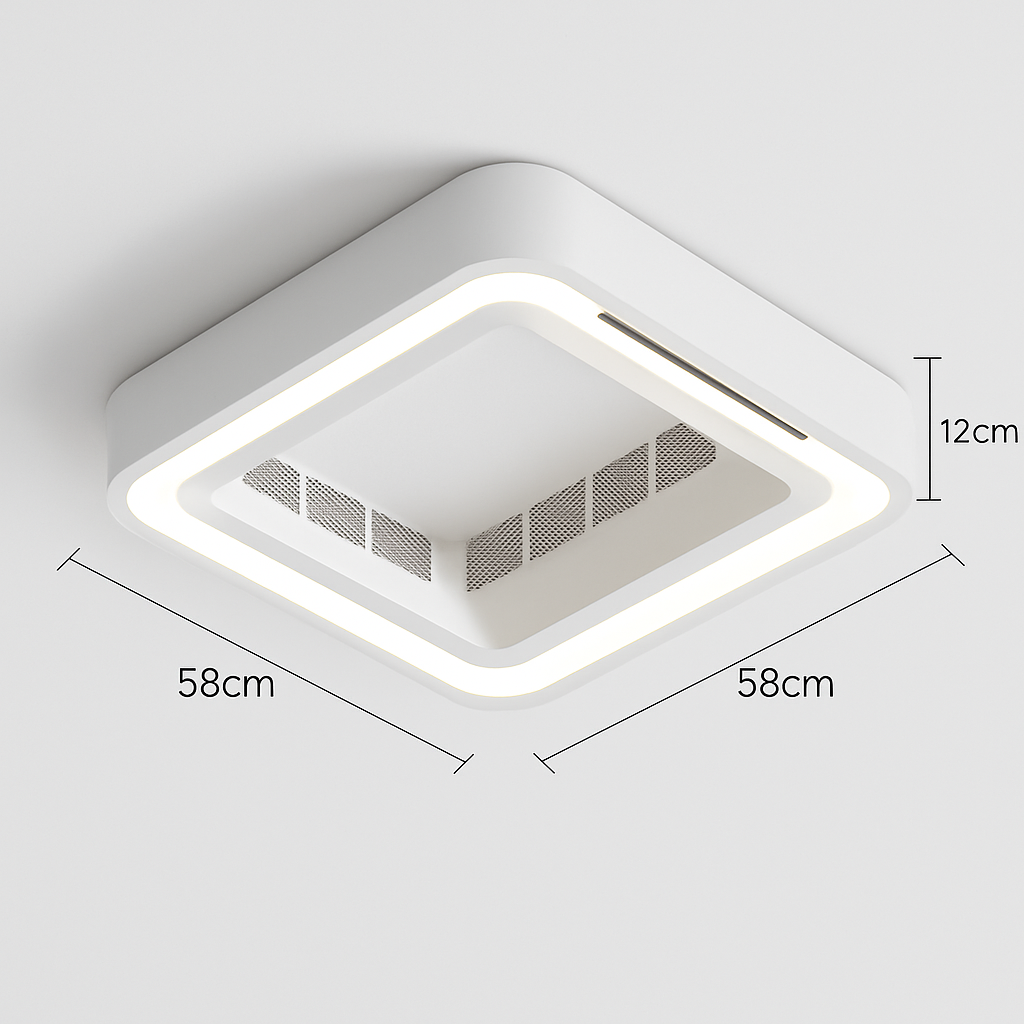 Ventilateur de plafond carré blanc avec application intelligente