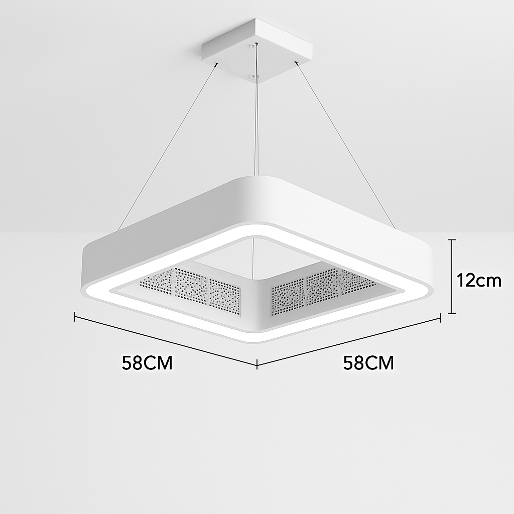 Ventilateur de plafond carré blanc avec application intelligente
