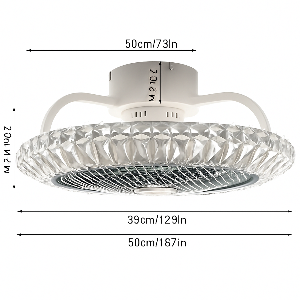 ventilateur de plafond cristal moderne avec lumière télécommande silencieuse 3 vitesses