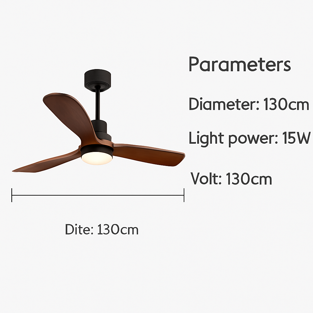 ventilateur de plafond en bois design vintage avec lumière intégrée