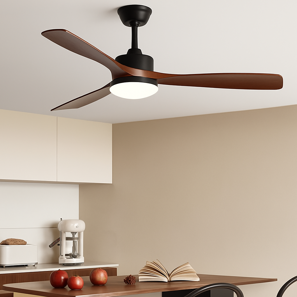 ventilateur de plafond en bois lumineux avec télécommande