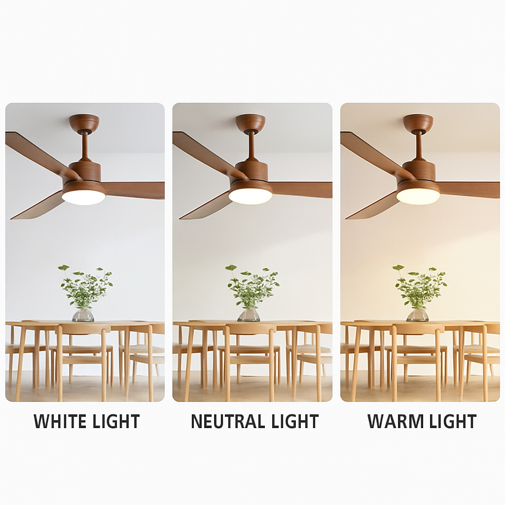 ventilateur de plafond en bois lumineux avec télécommande