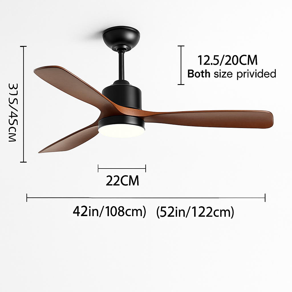 ventilateur de plafond en bois lumineux avec télécommande
